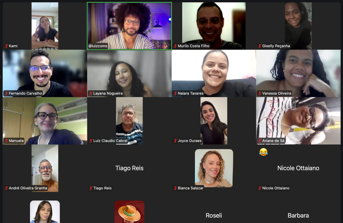 Participantes da comunidade M2BR em uma sala do Zoom